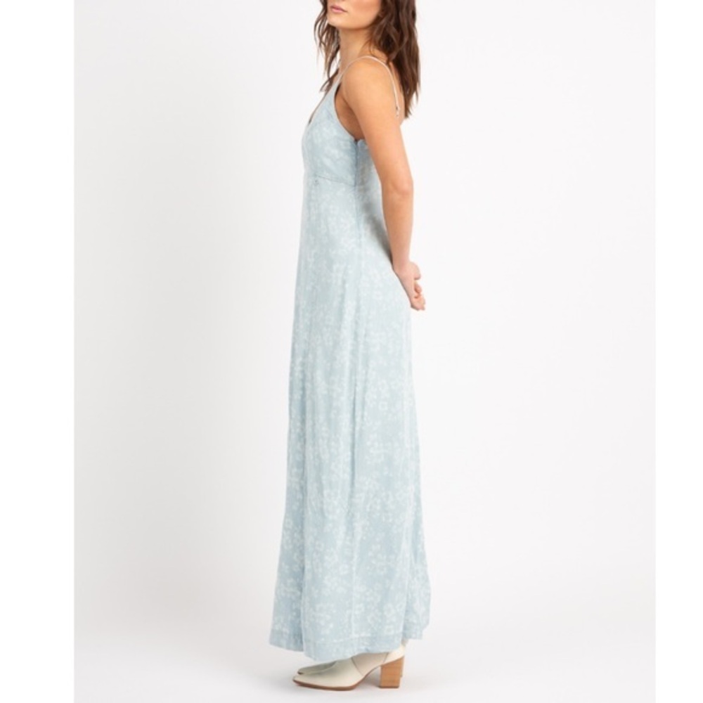 Guess Cruz Maxi Denim Tencel Dress Blue White Adjustable Straps XS NWT